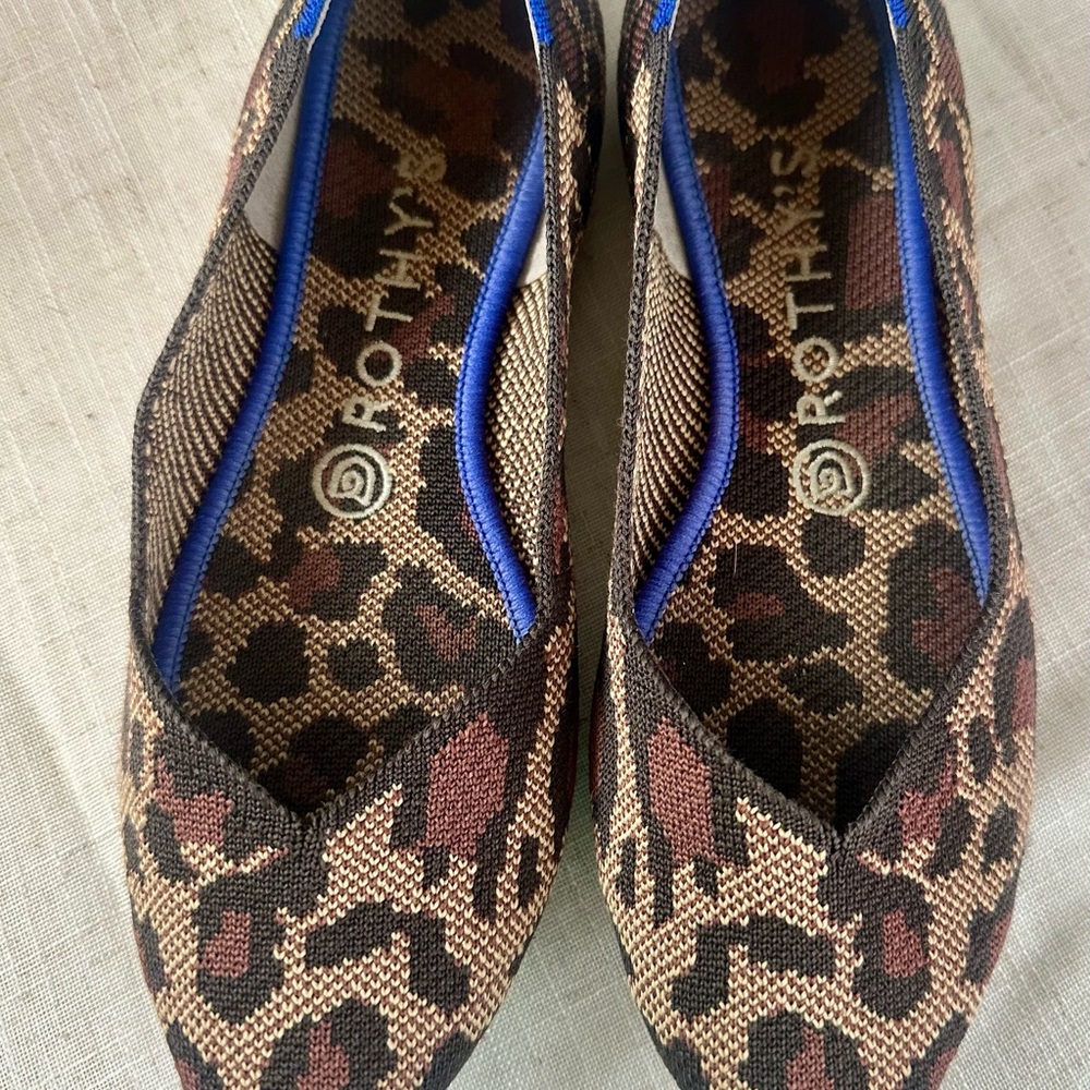 Rothy's Brown and Black Leopard Print Flats